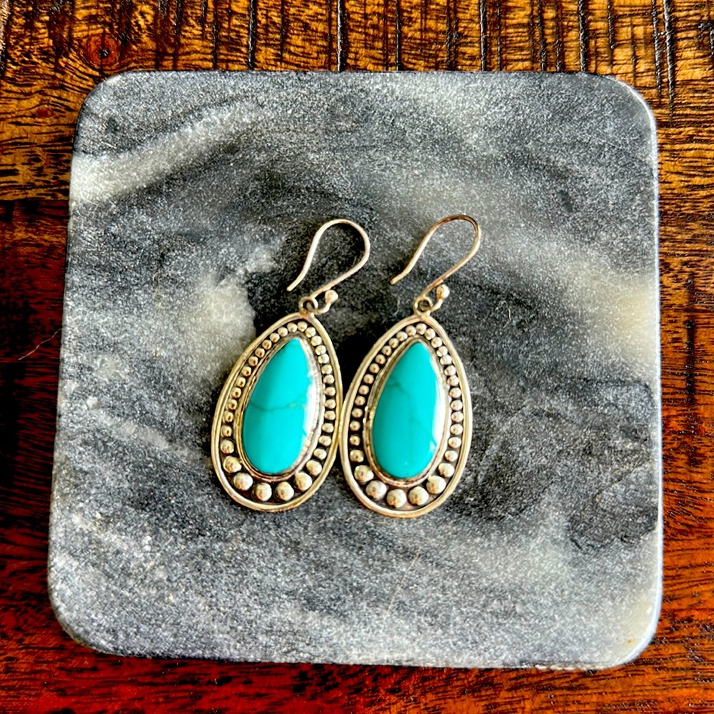 Sterling Silver 925 Drops Earrings Mexico turquoise